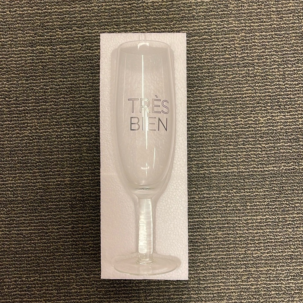 NEW IN BOX XL Prosecco Wine Glass with "Tres Bien" on it - Great Home Decor